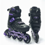 Soft Black/Purpal Inline & Roller Skates Shoes Adjustable Size With Complete Set - Image 7