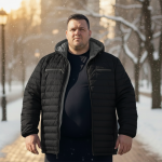 No.9 OVERS Men’s Plus Size Puffer Jacket | Winter Warm Hooded Quilted Coat. 1530 - Image 2
