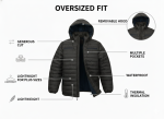 No.9 OVERS Men’s Plus Size Puffer Jacket | Winter Warm Hooded Quilted Coat. 1530 - Image 7