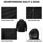 No.9 OVERS Men’s Plus Size Puffer Jacket | Winter Warm Hooded Quilted Coat. 1530 - Image 4