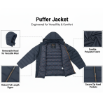 No.9.1 OVERS Men’s Plus Size Puffer Jacket | Winter Warm Hooded Quilted Coat. 1539 - Image 6