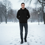 OVERS Mens Plain Black Pullover Hoody, Hooded Top Hoodie - Image 5