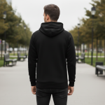 OVERS Mens Plain Black Pullover Hoody, Hooded Top Hoodie - Image 3