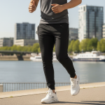 Men's Black Joggers, Elastic Waistband, Cuffed Ankles With Bottom Elastic - Image 5