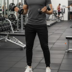 Men's Black Joggers, Elastic Waistband, Cuffed Ankles With Bottom Elastic - Image 4