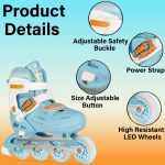 Soft Blue/White Inline & Roller Skates Shoes Adjustable Size With Complete Set - Image 7