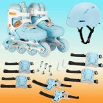 Soft Blue/White Inline & Roller Skates Shoes Adjustable Size With Complete Set - Image 4