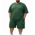 OVERS Plus Size Men's H/S T-Shirts With Cargo Shorts Set