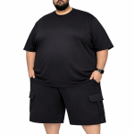OVERS Plus Size Men's H/S T-Shirts With Cargo Shorts Set