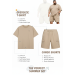 OVERS Plus Size Men's H/S T-Shirts With Cargo Shorts Set - Image 4