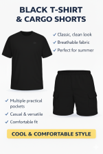 OVERS Plus Size Men's H/S T-Shirts With Cargo Shorts Set - Image 7
