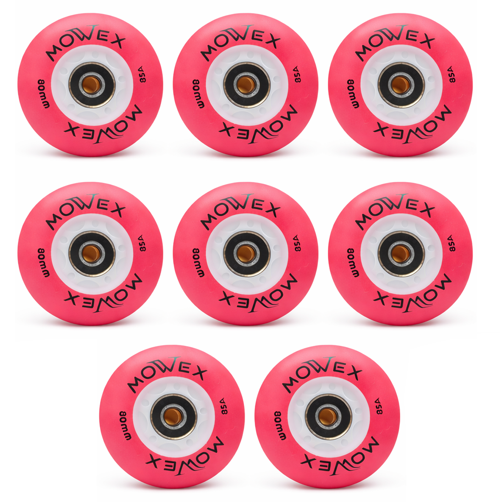 Mowex Wheels Red 3 MOWEX 8pcs LED Flash Inline Skates Wheels with ABEC-9 Bearings. - Image 1