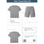OVERS Plus Size Men's H/S T-Shirts With Cargo Shorts Set - Image 6