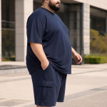 OVERS Plus Size Men's H/S T-Shirts With Cargo Shorts Set - Image 2