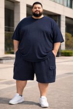 OVERS Plus Size Men's H/S T-Shirts With Cargo Shorts Set - Image 4