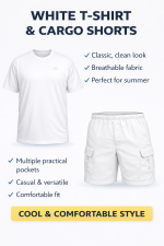 OVERS Plus Size Men's H/S T-Shirts With Cargo Shorts Set - Image 6
