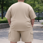 OVERS Plus Size Men's H/S T-Shirts With Cargo Shorts Set - Image 6