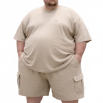 OVERS Plus Size Men's H/S T-Shirts With Cargo Shorts Set
