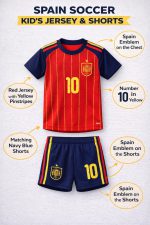OVERS Spain Football Jersey Set for Kids, Youth Men – Short Sleeve Soccer Shirt & Shorts - Image 3