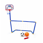 Portable Kids Basketball Hoop & Soccer Goal Set 2-in-1 – Mini Indoor Outdoor Sports Playset with Football, Basketball