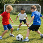 Foldable Kids Soccer Goal Net Set with Metal Frame & Ground Pegs – Backyard & Indoor Football Practice - Image 9