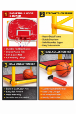 Kids Basketball Hoop Arcade Game Set – Indoor Mini Basketball Stand with Backboard, Net, Ball & Pump, Score Toss Game for Kids, Home & Backyard Play - Image 8