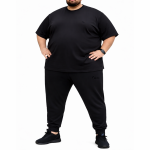 OVERS Plus Size Men’s Black T-Shirt & Jogger Pants Set 2XL–10XL