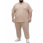 OVERS Plus Size Men’s Beige T-Shirt & Jogger Pants Set 2XL–10XL