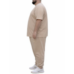 OVERS Plus Size Men’s Beige T-Shirt & Jogger Pants Set 2XL–10XL - Image 2