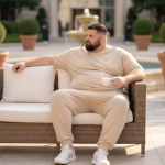 OVERS Plus Size Men’s Beige T-Shirt & Jogger Pants Set 2XL–10XL - Image 6