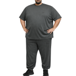 OVERS Plus Size Men’s Dark Grey T-Shirt & Jogger Pants Set 2XL–10XL