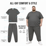 OVERS Plus Size Men’s Dark Grey T-Shirt & Jogger Pants Set 2XL–10XL - Image 4