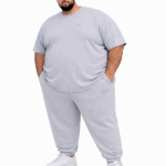 OVERS Plus Size Men’s Light Grey T-Shirt & Jogger Pants Set 2XL–10XL