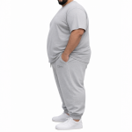 OVERS Plus Size Men’s Light Grey T-Shirt & Jogger Pants Set 2XL–10XL - Image 2