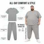 OVERS Plus Size Men’s Light Grey T-Shirt & Jogger Pants Set 2XL–10XL - Image 4