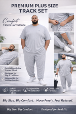 OVERS Plus Size Men’s Light Grey T-Shirt & Jogger Pants Set 2XL–10XL - Image 9
