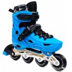 Blue Inline & Roller Skates Shoes Adjustable Size With Protection Gear Complete Set.