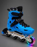 Blue Inline & Roller Skates Shoes Adjustable Size With Protection Gear Complete Set. - Image 2