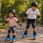 Blue Inline & Roller Skates Shoes Adjustable Size With Protection Gear Complete Set. - Image 4