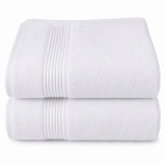 OVERS 2PCS Premium Cotton Bath Towels Set 70x150cm – Ultra Soft & Absorbent Luxury White Towels for Bathroom, Hotel, Spa & Gym Use, Quick Dry Large Towels for Men & Women
