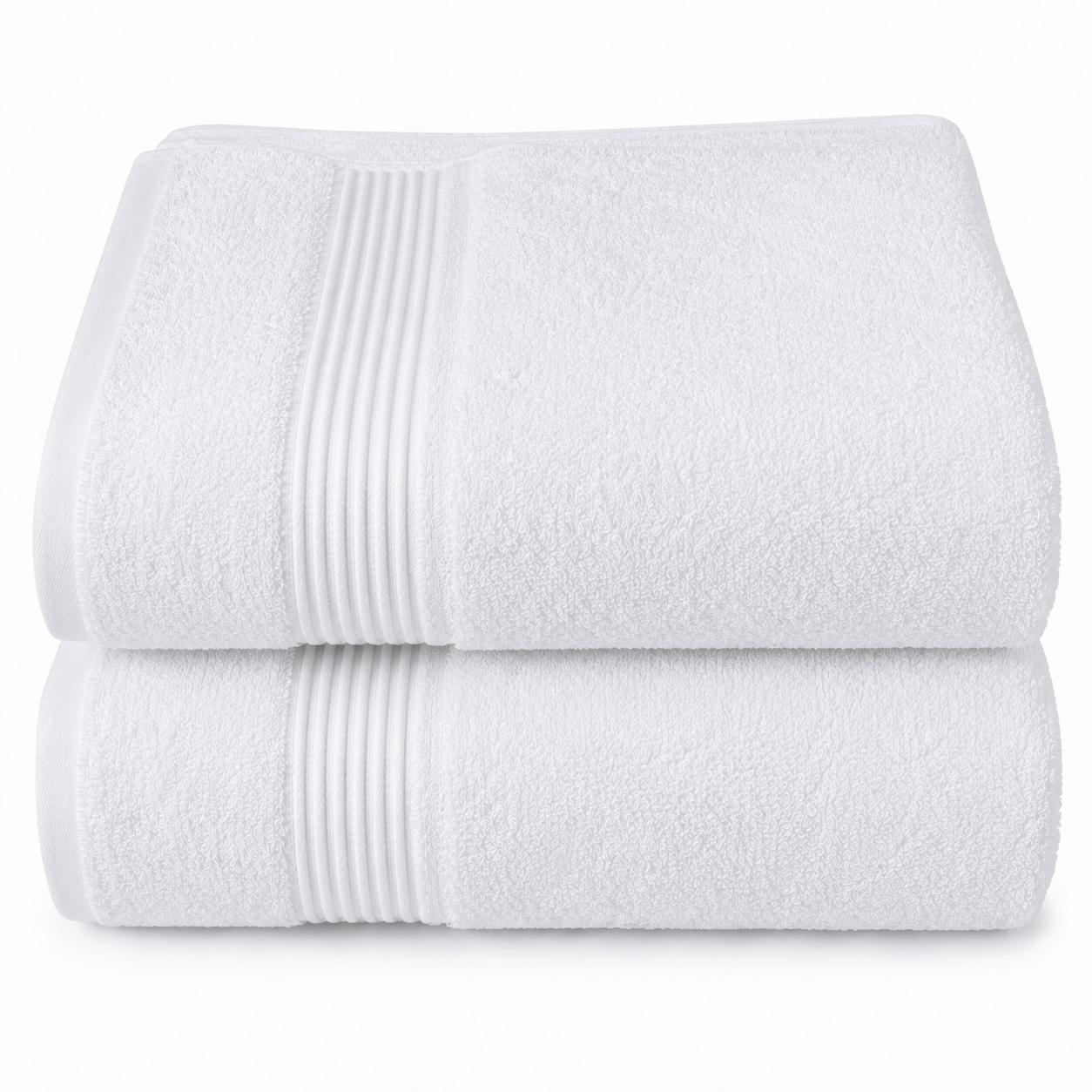 Towel White 1 OVERS 2PCS Premium Cotton Bath Towels Set 70x150cm – Ultra Soft & Absorbent Luxury White Towels for Bathroom, Hotel, Spa & Gym Use, Quick Dry Large Towels for Men & Women - Image 1