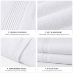 OVERS 2PCS Premium Cotton Bath Towels Set 70x150cm – Ultra Soft & Absorbent Luxury White Towels for Bathroom, Hotel, Spa & Gym Use, Quick Dry Large Towels for Men & Women - Image 2