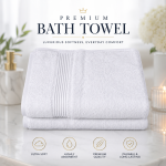 OVERS 2PCS Premium Cotton Bath Towels Set 70x150cm – Ultra Soft & Absorbent Luxury White Towels for Bathroom, Hotel, Spa & Gym Use, Quick Dry Large Towels for Men & Women - Image 6